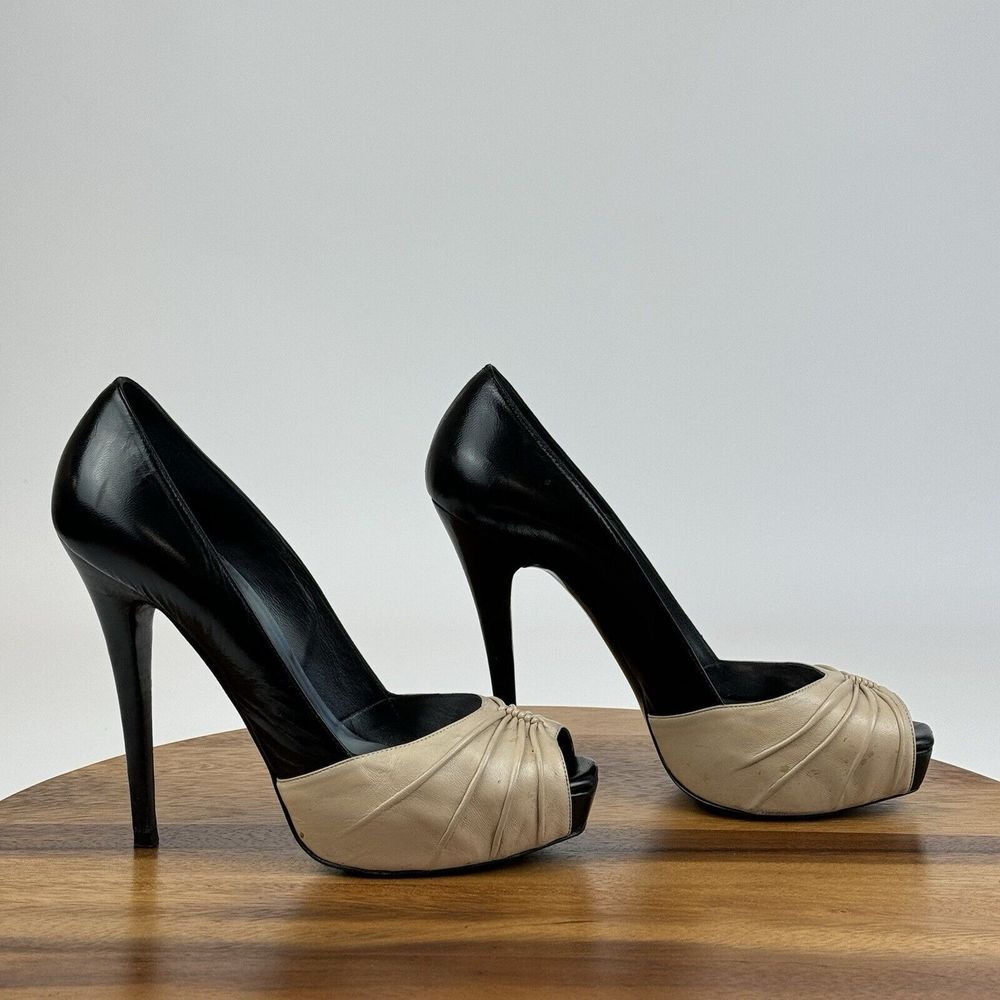 Womens‎ Barbara Bui Two Tone Peep Toe High Heels Shoes Size EU 37 US 6.5-7 M GUC